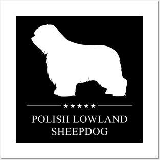 Polish Lowland Sheepdog Dog White Silhouette Posters and Art